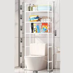 VOGREX White Over The Toilet Storage Rack Cabinet Organizer Shelf - thumbnail 2