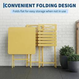 London Boutique 3PCS Folding Bistro Set Patio Furniture Set Dining Table & 2 Chairs in Yellow - thumbnail 6