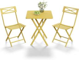 London Boutique 3PCS Folding Bistro Set Patio Furniture Set Dining Table & 2 Chairs in Yellow - thumbnail 2