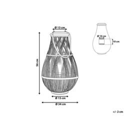 Wyld and Coco Black Bamboo and Glass Lantern 56cm Indoor and Sheltered Outdoor Use - thumbnail 3
