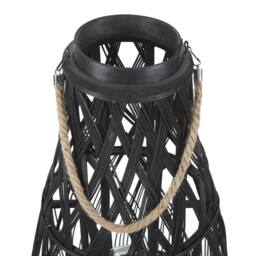 Wyld and Coco Black Bamboo and Glass Lantern 56cm Indoor and Sheltered Outdoor Use - thumbnail 5