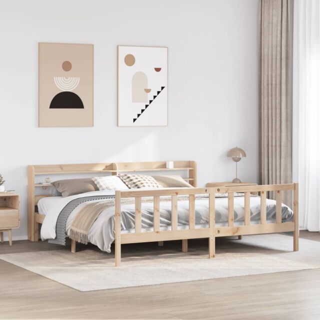 Berkfield Home Bed Frame without Mattress 180x200 cm Super King Solid Wood Pine in Brown - image 1