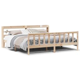 Berkfield Home Bed Frame without Mattress 180x200 cm Super King Solid Wood Pine in Brown - thumbnail 2