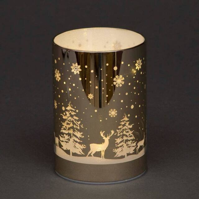 Shatchi 13cm Christmas Decorated Vase Table Forest Scene Gold - image 1