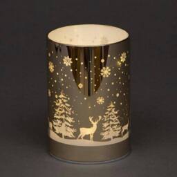 Shatchi 13cm Christmas Decorated Vase Table Forest Scene Gold - thumbnail 3