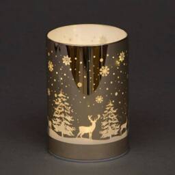 Shatchi 13cm Christmas Decorated Vase Table Forest Scene Gold