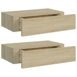 Berkfield Home Wall-mounted Drawer Shelves 2 pcs Oak 40x23.5x10cm MDF in Brown - Size: 40x23.5x10 cm - thumbnail 2