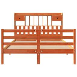 Berkfield Home Bookcase Bed without Mattress Wax Brown 160x200cm Solid Wood Pine - Size: 160x200 cm - thumbnail 4