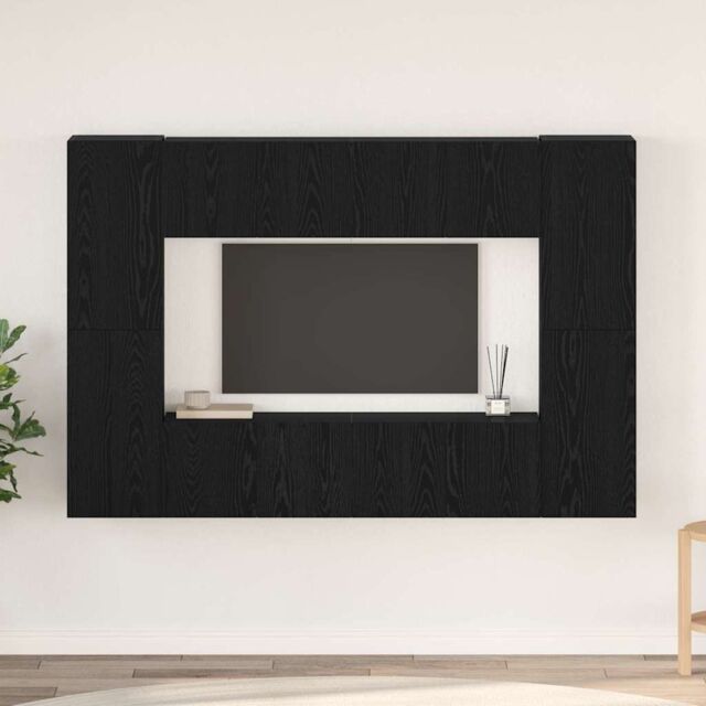 Berkfield Home TV Cabinet 8 pcs Black oak 181 x 30 x 120 cm Engineered wood - image 1