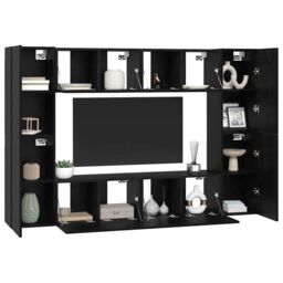 Berkfield Home TV Cabinet 8 pcs Black oak 181 x 30 x 120 cm Engineered wood - thumbnail 3
