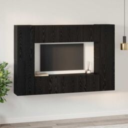 Berkfield Home TV Cabinet 8 pcs Black oak 181 x 30 x 120 cm Engineered wood - thumbnail 4
