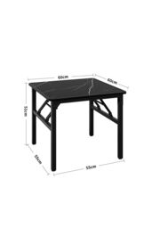 Living and Home 60cm Square Foldable Coffee Table with Marble Effect Top Low Dining Table for Kids in Black - thumbnail 2