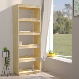 Berkfield Home Book Cabinet/Room Divider 60x35x167 cm Solid Pinewood in Light Brown - Size: 60 x 35 x 167 cm - thumbnail 3