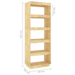 Berkfield Home Book Cabinet/Room Divider 60x35x167 cm Solid Pinewood in Light Brown - Size: 60 x 35 x 167 cm - thumbnail 8
