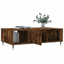 Berkfield Home Coffee Table Smoked Oak 104x60x35 cm Engineered Wood in Brown - Size: 104 x 60 x 35 cm - thumbnail 4