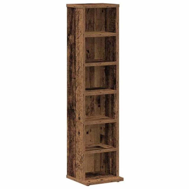 Berkfield Home CD Cabinet Old Wood 21x20x88 cm Engineered Wood in Brown - Size: 21 x 20 x 88 cm - image 1
