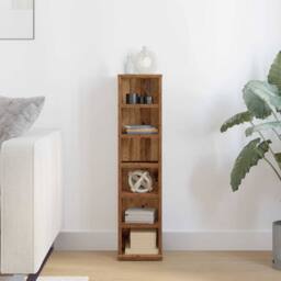 Berkfield Home CD Cabinet Old Wood 21x20x88 cm Engineered Wood in Brown - Size: 21 x 20 x 88 cm - thumbnail 3