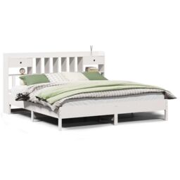 Berkfield Home Bookcase Bed without Mattress White 180x200 cm Super King Solid Wood Pine - thumbnail 2