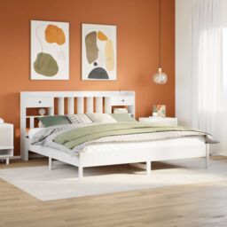 Berkfield Home Bookcase Bed without Mattress White 180x200 cm Super King Solid Wood Pine - thumbnail 1