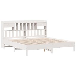 Berkfield Home Bookcase Bed without Mattress White 180x200 cm Super King Solid Wood Pine - thumbnail 3