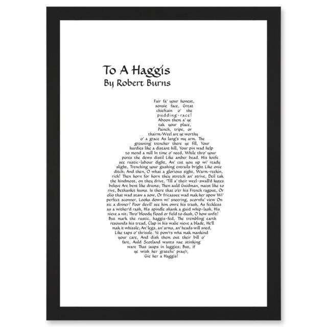 Artery8 Quote Scottish Poem Robert Burns Address To A Haggis Typograph Artwork Framed Wall Art Print A4 in Black - image 1