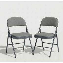 SPETLEK 2 METAL FOLDING CHAIR GREY FABRIC - thumbnail 2
