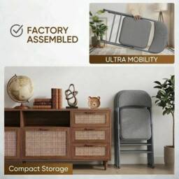 SPETLEK 2 METAL FOLDING CHAIR GREY FABRIC - thumbnail 5