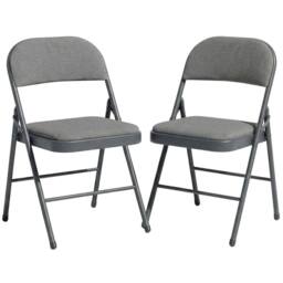 SPETLEK 2 METAL FOLDING CHAIR GREY FABRIC