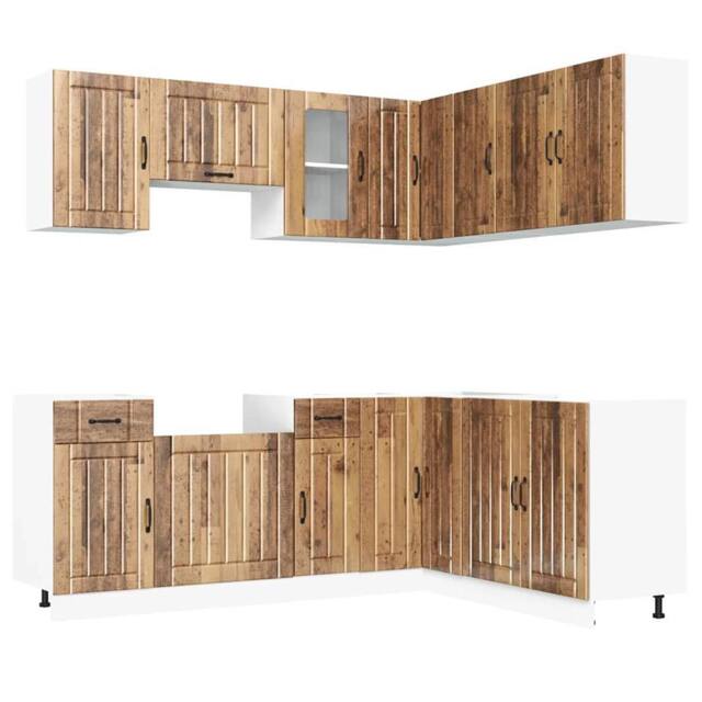 Berkfield Home 11 Piece Kitchen Cabinet Set Kalmar Old Wood Engineered Wood in Brown - image 1