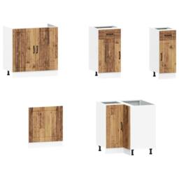 Berkfield Home 11 Piece Kitchen Cabinet Set Kalmar Old Wood Engineered Wood in Brown - thumbnail 4