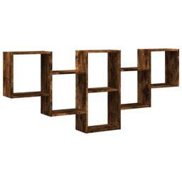 Berkfield Home Wall Shelf Smoked Oak 159x18x66 cm Engineered Wood in Brown - Size: 159 x 18 x 66 cm - thumbnail 2