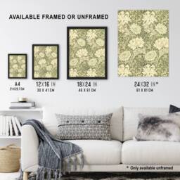 "Artery8 Chrysanthemum Flower Pattern Vintage Wall Art Print W. Morris in Green - Size: W18"" x H24""" - thumbnail 3