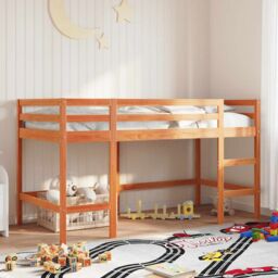 Berkfield Home Kids' Loft Bed without Mattress with Ladder Wax Brown 80x200 cm - thumbnail 1