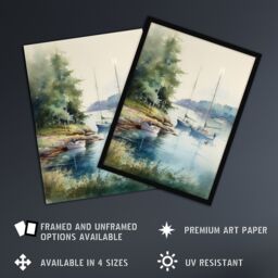 Artery8 Wall Art Print Sailboat Watercolour Study River Thames 1967 Art Framed - Size: A4 - thumbnail 2