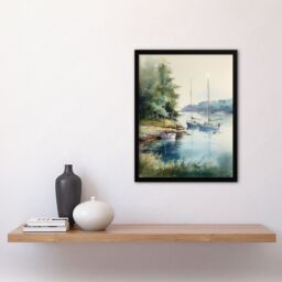 Artery8 Wall Art Print Sailboat Watercolour Study River Thames 1967 Art Framed - Size: A4 - thumbnail 4