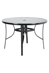 Garden Sanctuary Round Steel Garden Dining Table with Parasol Hole in Black - thumbnail 4