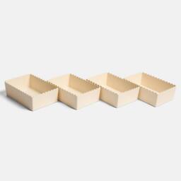 OHS 4 x Scallop Edge Organiser PP Plastic Box Tub Storage Bin Container in Cream - thumbnail 3