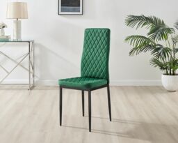 FurnitureboxUK Giovani 4 Grey Dining Table & 4 Velvet Milan Black Leg Chairs in Green - thumbnail 8