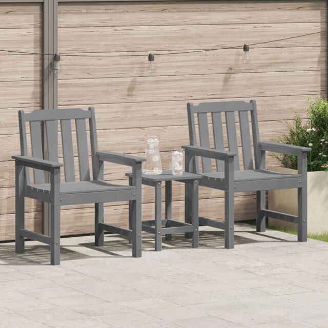 Berkfield Home Garden Dining Chairs 2 pcs Light Grey HDPE - image 1