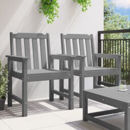 Berkfield Home Garden Dining Chairs 2 pcs Light Grey HDPE - thumbnail 3