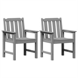 Berkfield Home Garden Dining Chairs 2 pcs Light Grey HDPE - thumbnail 2