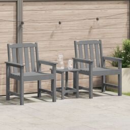 Berkfield Home Garden Dining Chairs 2 pcs Light Grey HDPE - thumbnail 1
