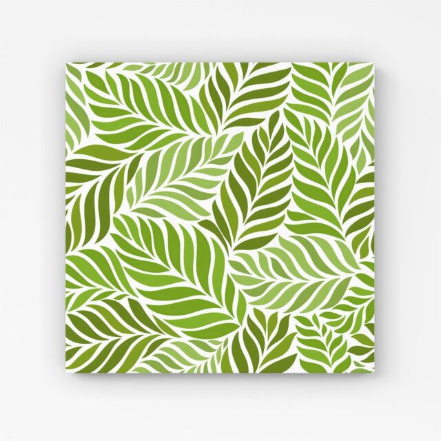 Warren Reed - Designer Green Leaf Pattern Canvas - Size: w10 inch x h10 inch - image 1