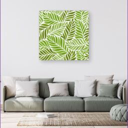 Warren Reed - Designer Green Leaf Pattern Canvas - Size: w10 inch x h10 inch - thumbnail 4
