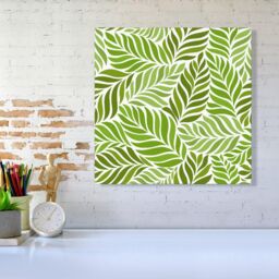 Warren Reed - Designer Green Leaf Pattern Canvas - Size: w10 inch x h10 inch - thumbnail 2