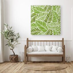 Warren Reed - Designer Green Leaf Pattern Canvas - Size: w10 inch x h10 inch - thumbnail 3