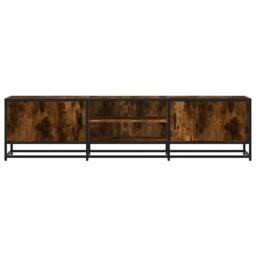 Berkfield Home TV Cabinet Smoked Oak 160x35x41 cm Engineered Wood & Metal in Brown - Size: 160 x 35 x 41 cm - thumbnail 4