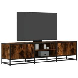 Berkfield Home TV Cabinet Smoked Oak 160x35x41 cm Engineered Wood & Metal in Brown - Size: 160 x 35 x 41 cm - thumbnail 2