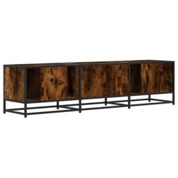 Berkfield Home TV Cabinet Smoked Oak 160x35x41 cm Engineered Wood & Metal in Brown - Size: 160 x 35 x 41 cm - thumbnail 6