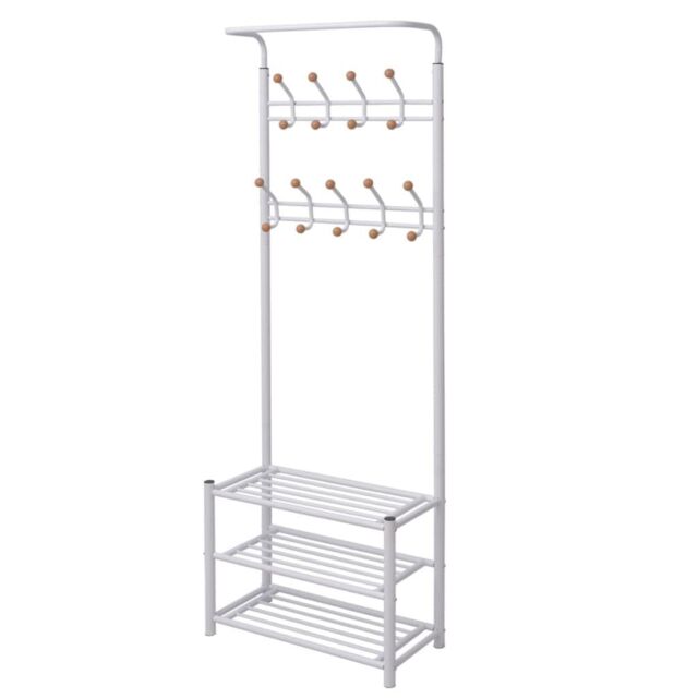 Berkfield Home Clothes Rack with Shoe Storage 68x32x182.5 cm White - image 1